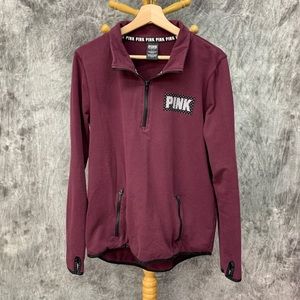 VS Pink Lightweight 1/4 Zip Sweatshirt Sz L Maroon